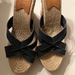 Stubbs & Wootton - platform sandals - Navy & Tan, Size 8